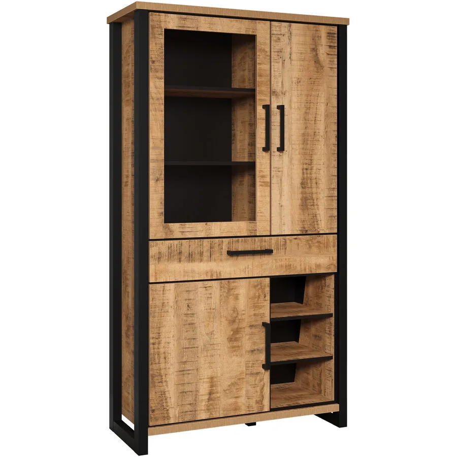 Vitrine Nyfler braun/schwarz Holzwerkstoff B 106 H 195 cm
