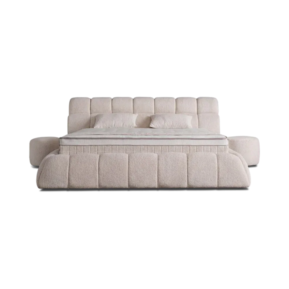 Premium Boxspringbett 160×200 komplett mit Matratze, Topper & Bettkasten, Bouclé Creme, Claudi