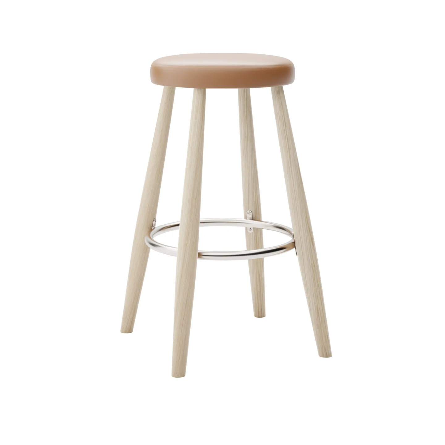 Carl Hansen - CH58 Low Stool, Tvålad Ek, Lädergrupp B Thor - 307 - Barstolar - Hans J. Wegner - Träfärgad - Läder/Metall/Trä