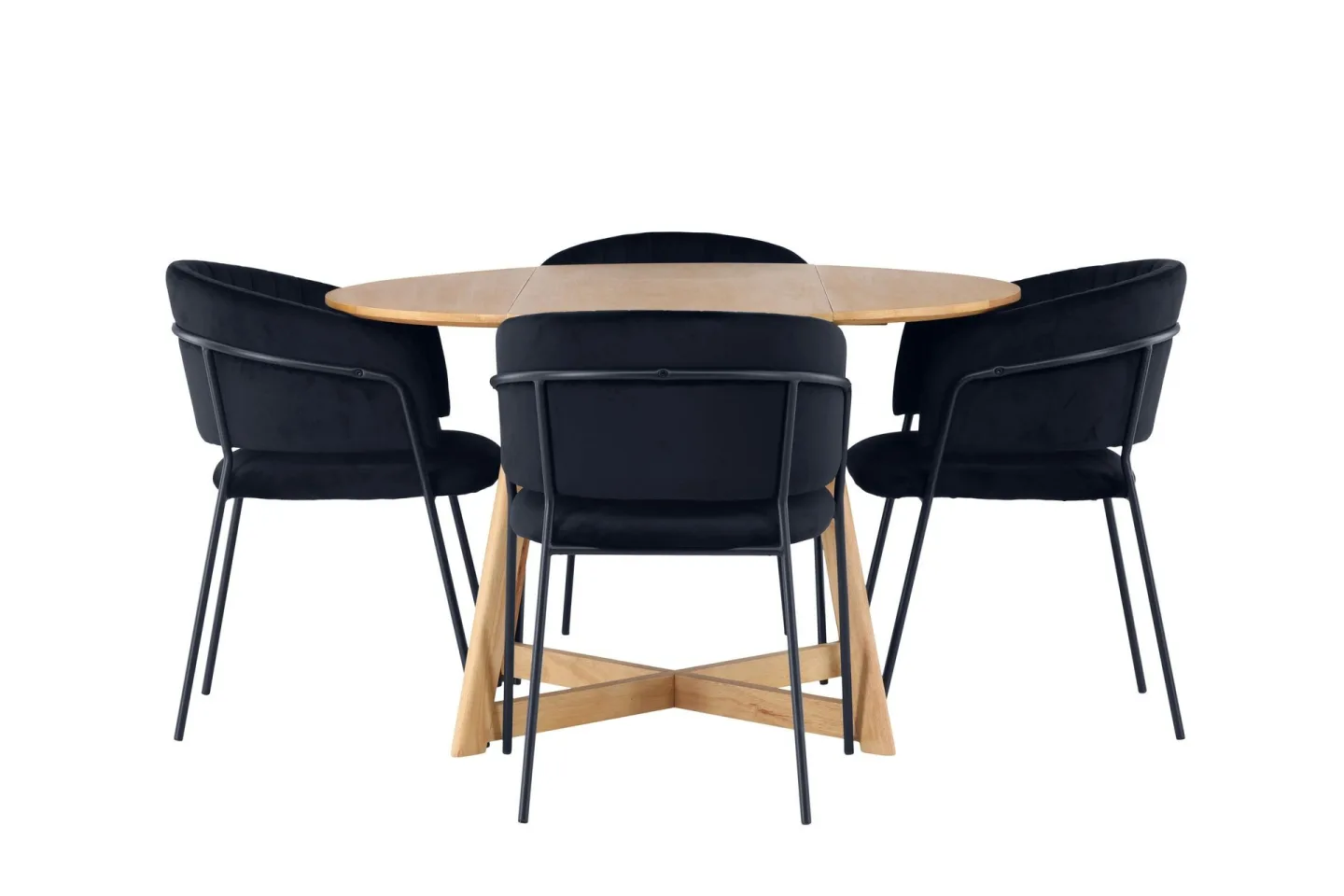 Yakidon Matgrupp 120 cm Rund med 4 Selma Stolar - Svart
