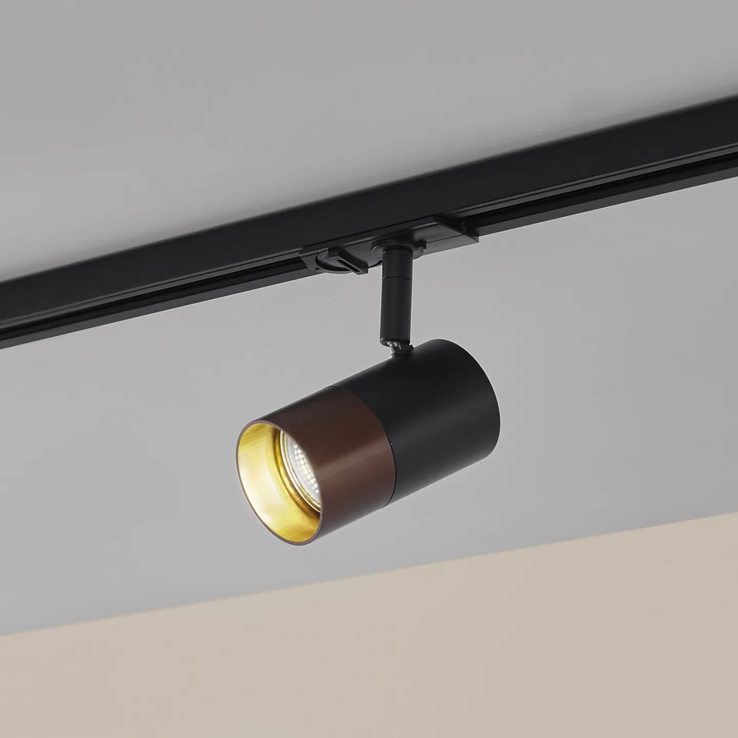 Linaro Schienenspot GU10 Schwarz/Braun - Lindby - Wohnzimmer - Modern - Aluminium - Einflammig