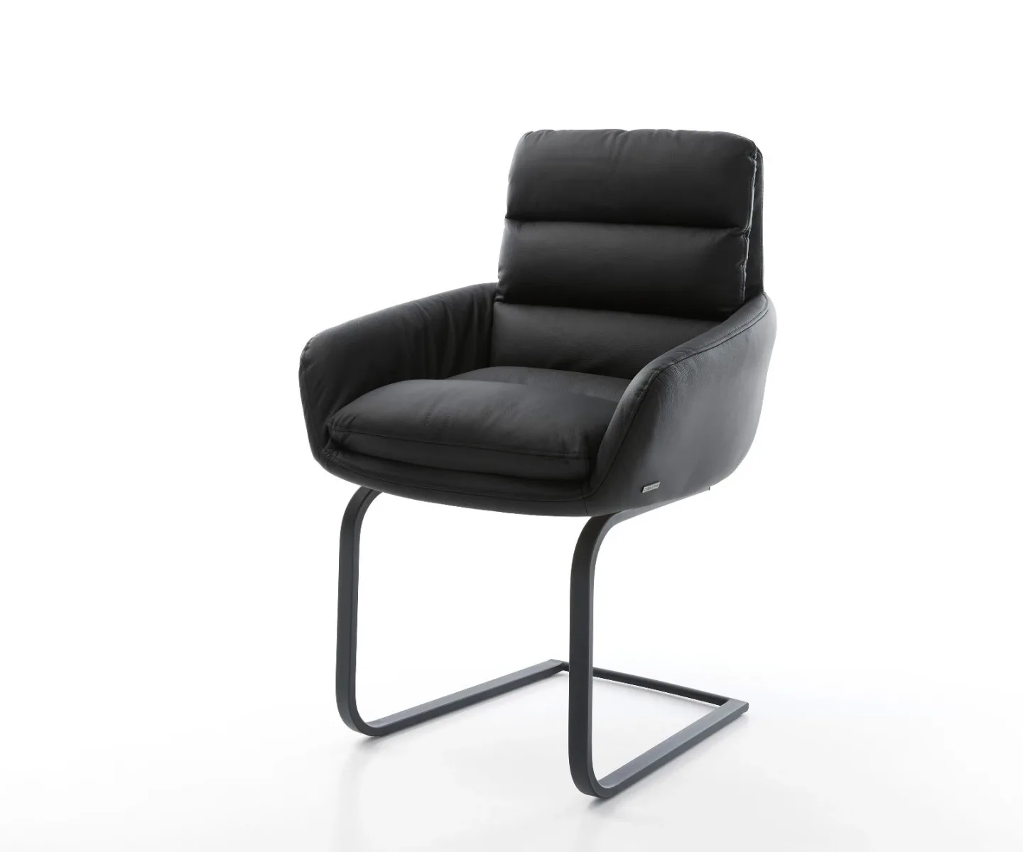 Freischwinger Abelia-Flex mit Armlehnen Echt-Leder Schwarz Freischwinger flach Schwarz