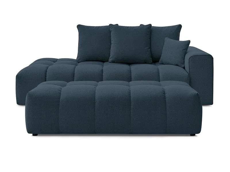 3er Sofa mit Hocker BOBOCHIC MONT-BLANC Stoff chiniert dunkelblau