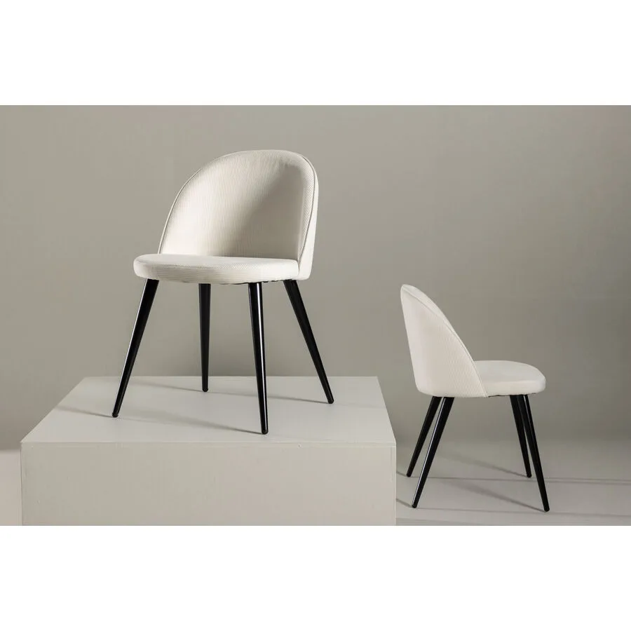 Stuhl 2er-Set Vendet Weiss Samt/Stahl