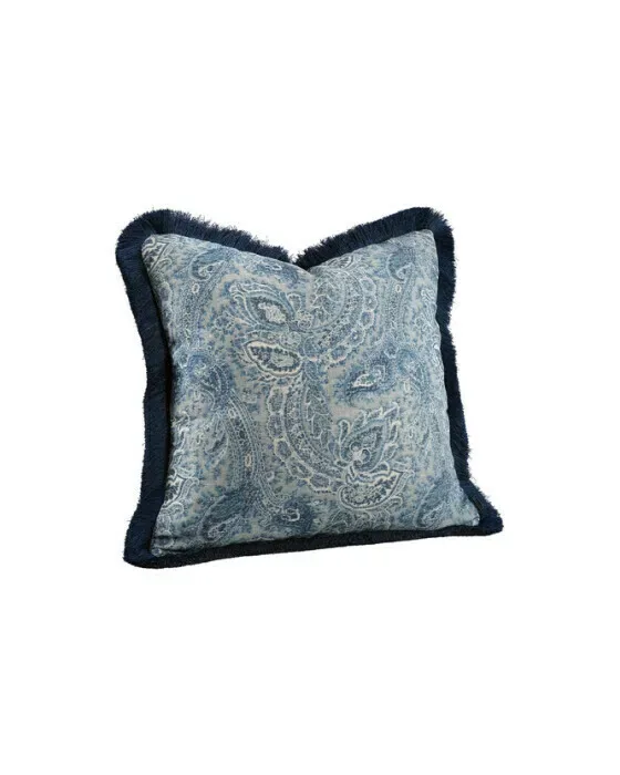 Elton pudebetræk frynser Paisley Blue