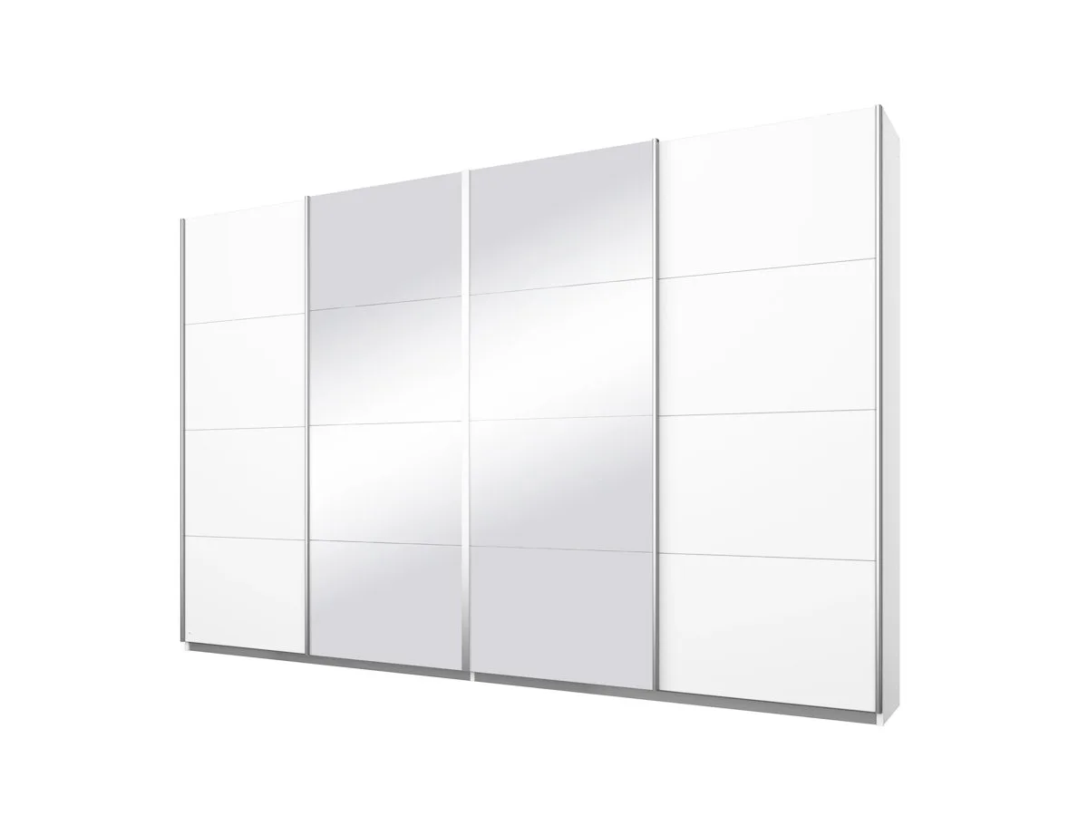 Schwebetürenschrank weiß Spiegel - 271 cm - rauch - SYNCRONO-A