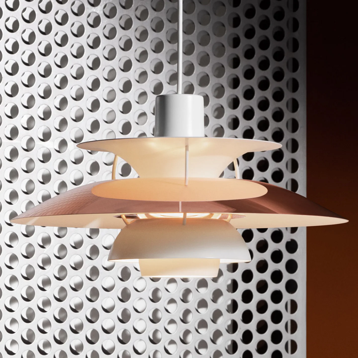 PH 5 500 pendellampe i kobber – Louis Poulsen - Stue - Design - Metall - Med en lyskilde
