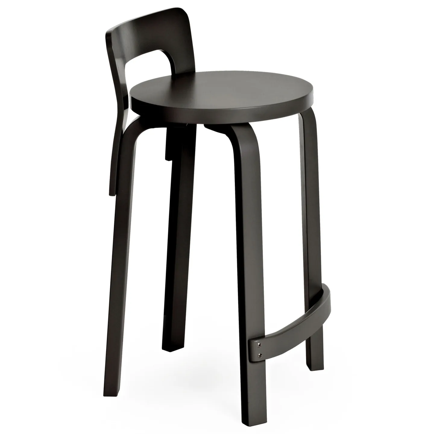 Artek - High Chair K65, Helt svartlackad - Barstolar - Alvar Aalto - Svart - Trä