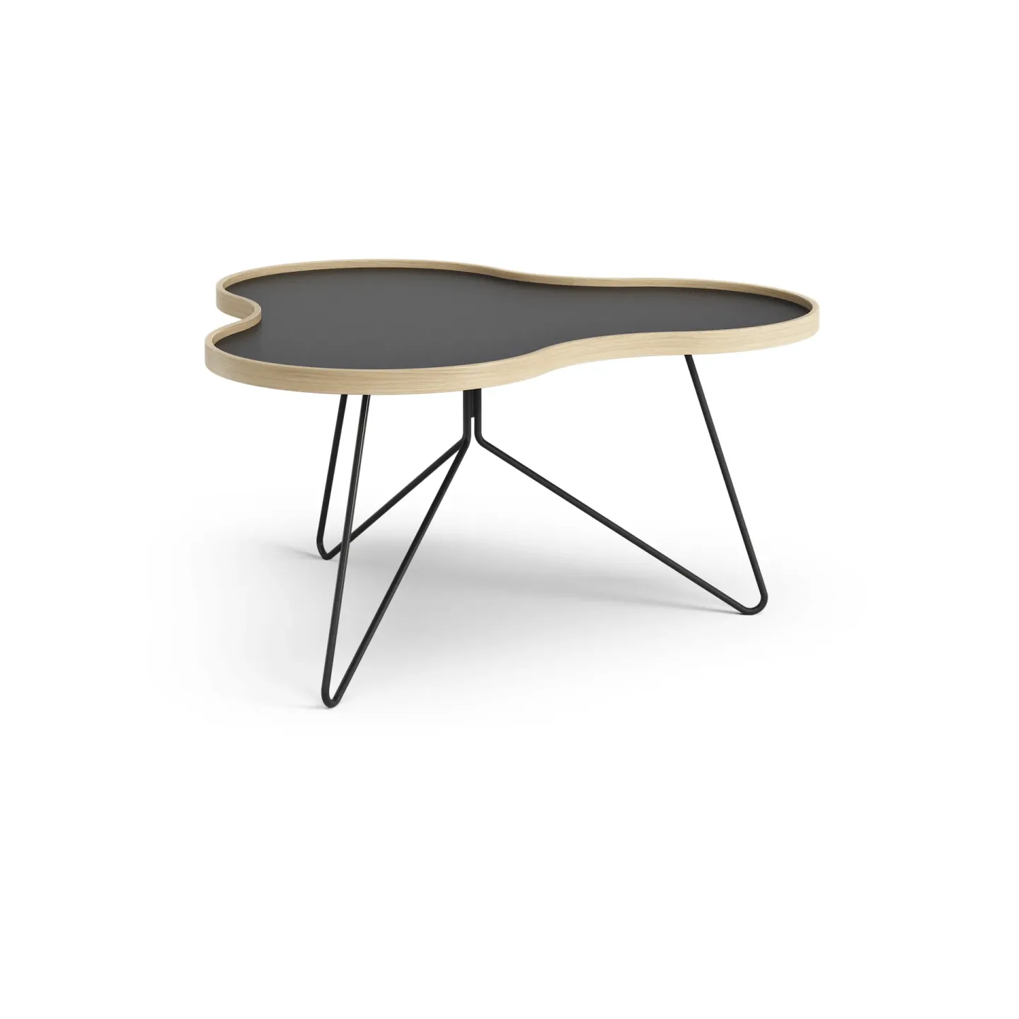 Swedese Flower Tisch 84 x 90cm Schwarz, 45cm, Eichenkante, Schwarzes Gestell