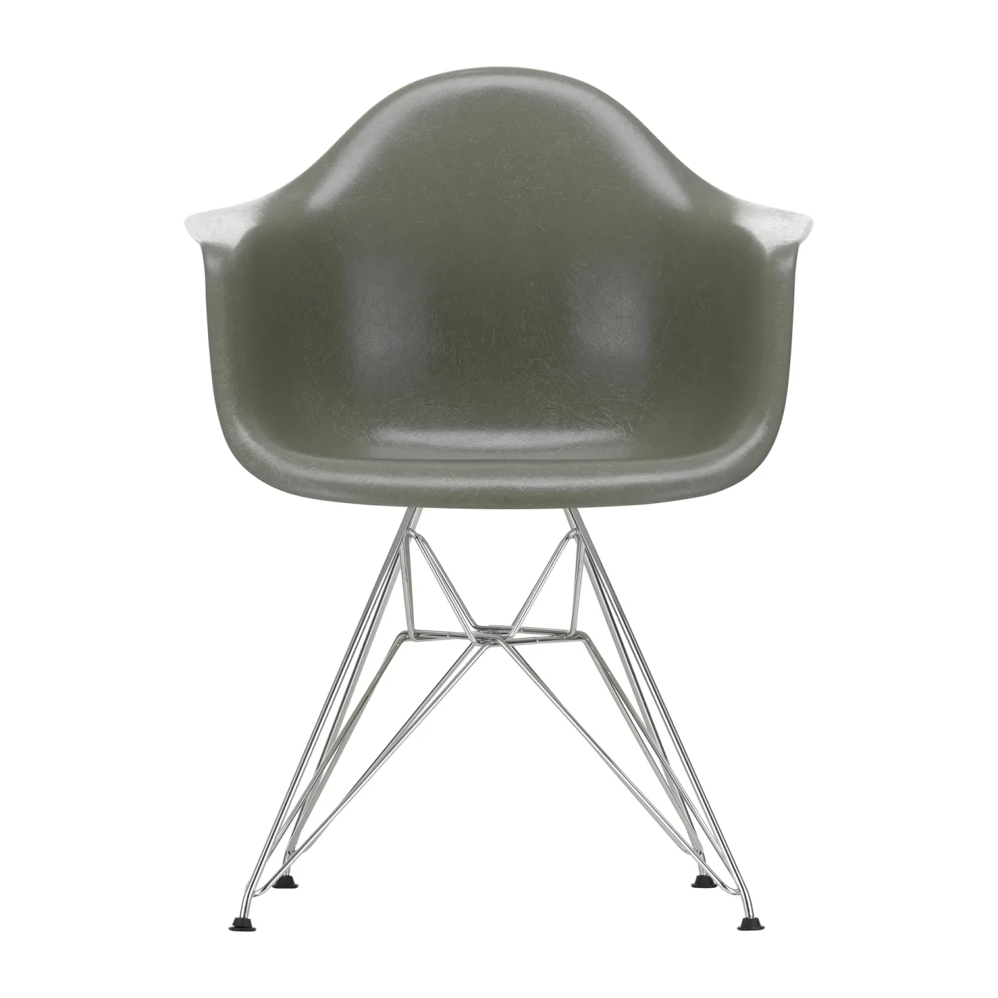 Vitra Eames fiberglass armchair DAR karmstol Raw umber-Chrome