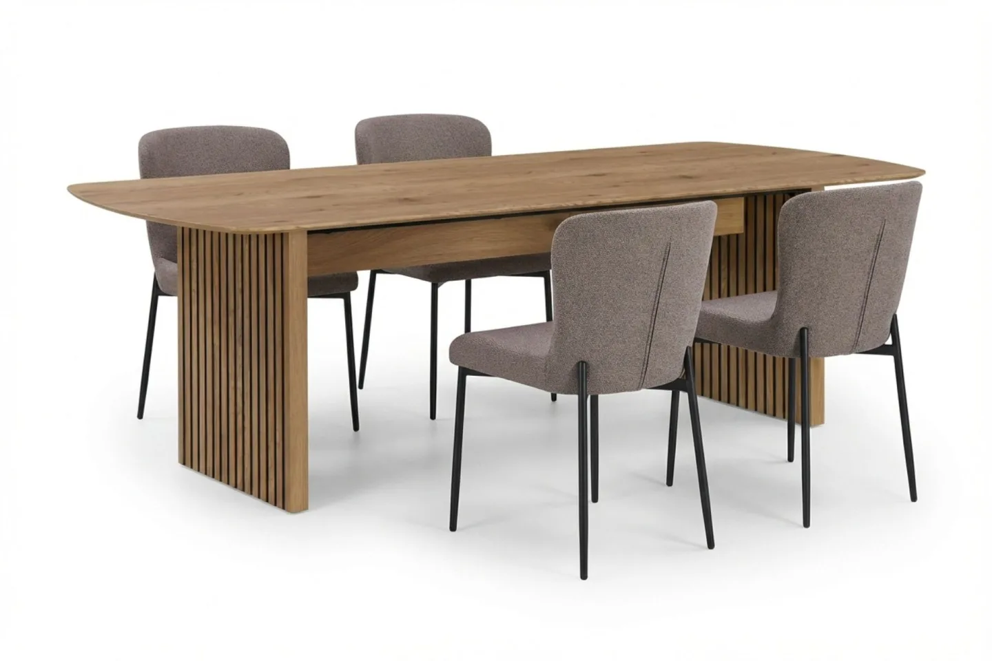 Richeto Matgrupp Ek 180 cm med 4 Elsie Matstolar - Ek/Grå