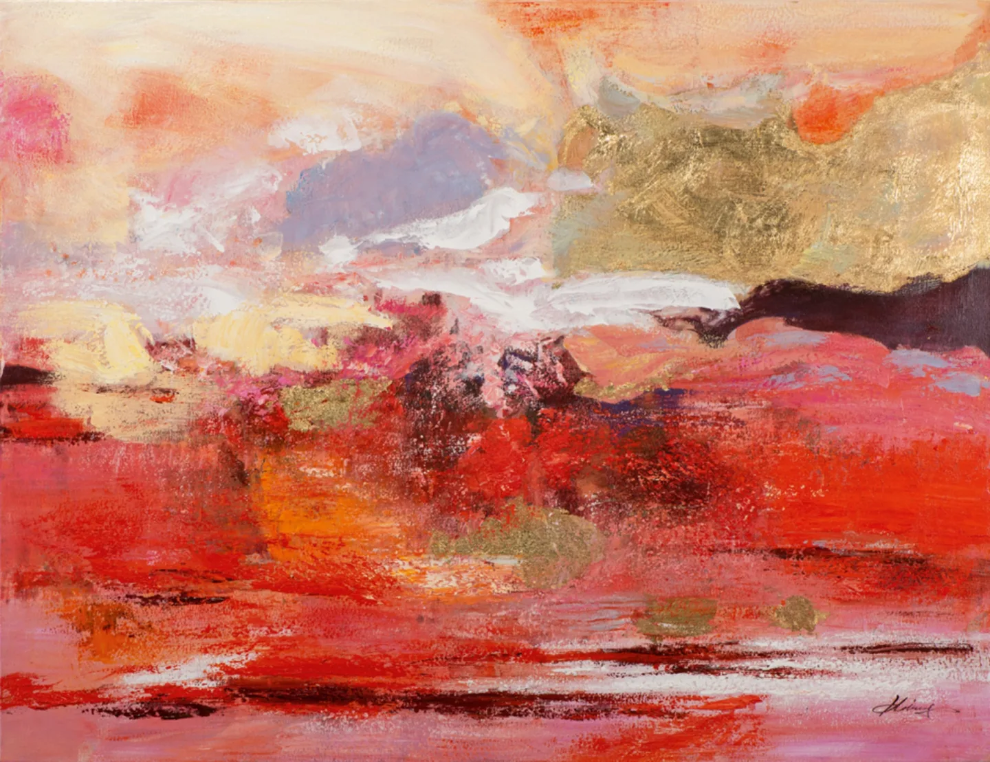 image LAND Gemälde Komposition in Rot und Gold | Schubiger Möbel