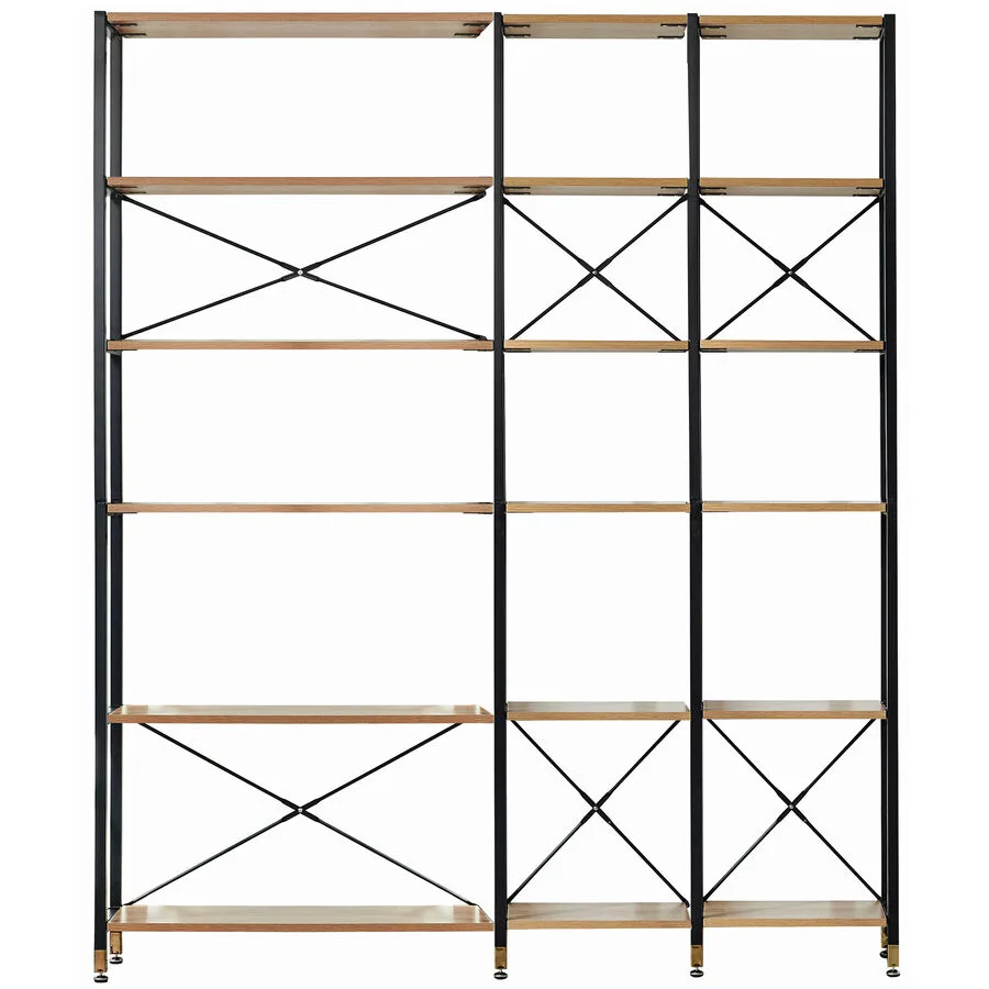 Regal Tim natur, schwarz MDF, Metall B 170 H 210 cm