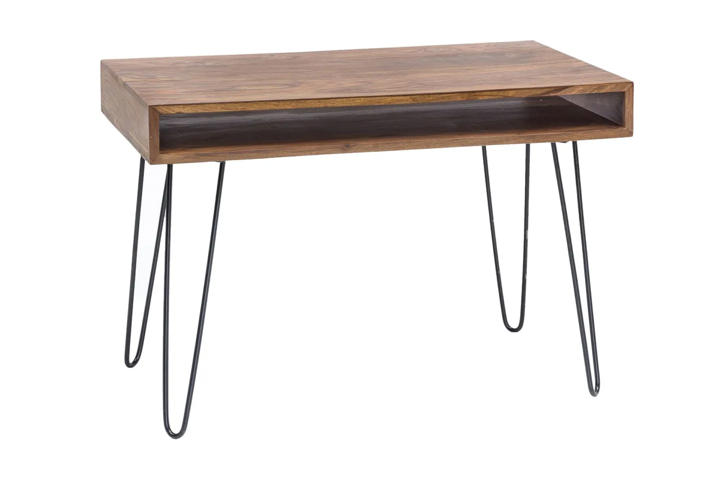 Langner Skrivbord 110 cm med Förvaring Hylla - Massivt Trä/Svart