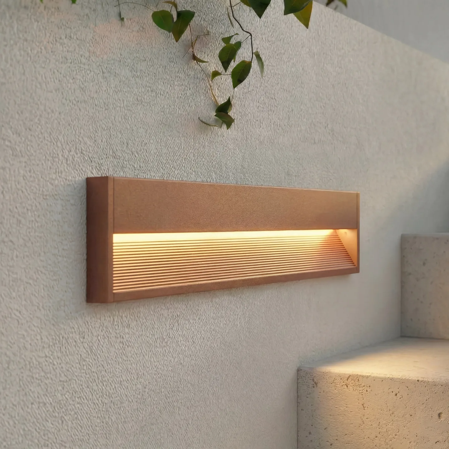 Trevin Außenwandleuchte, Aluminium, 60 cm, IP65, rostbraun - Lucande - Modern - Eckig