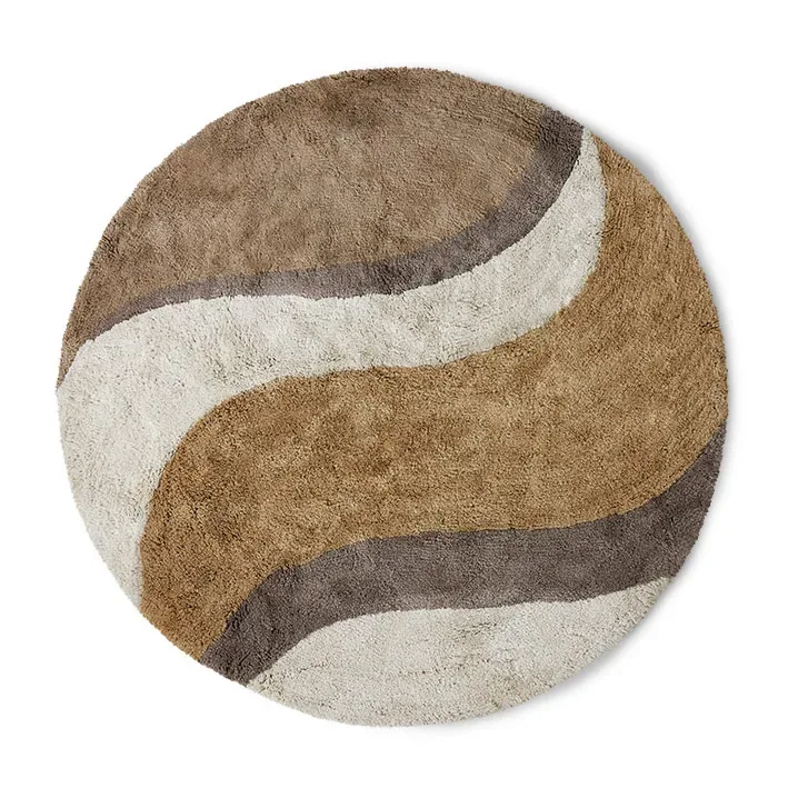 HKliving Natural waves Badezimmerteppich Ø120cm Natural multicolours