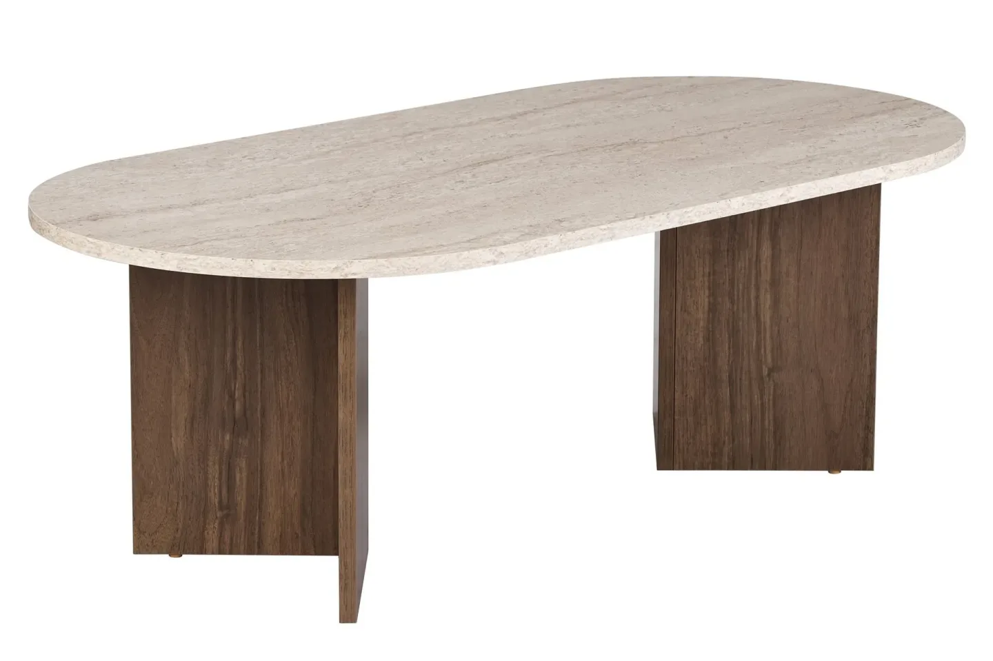 Hasina Soffbord 119 cm Oval - Travertin Och Valnöt
