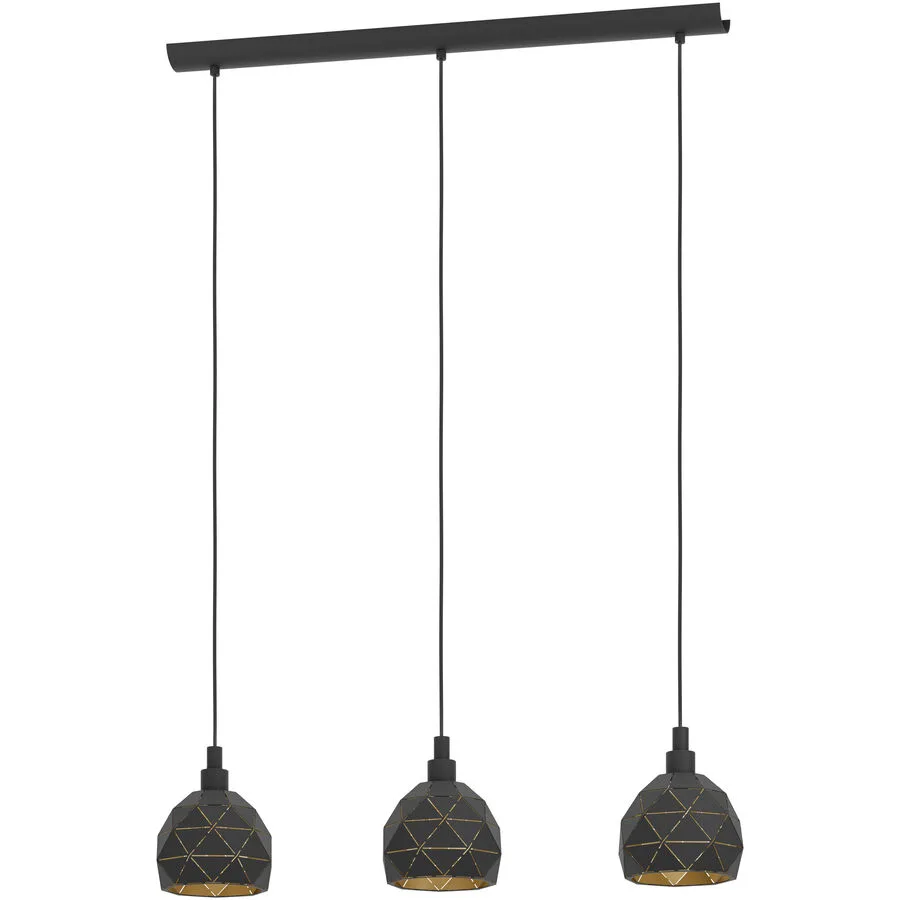 Eglo Pendellampe Roccaforte Gold/Schwarz Stahl 17 cm 110 cm - Farbe: schwarz-gold