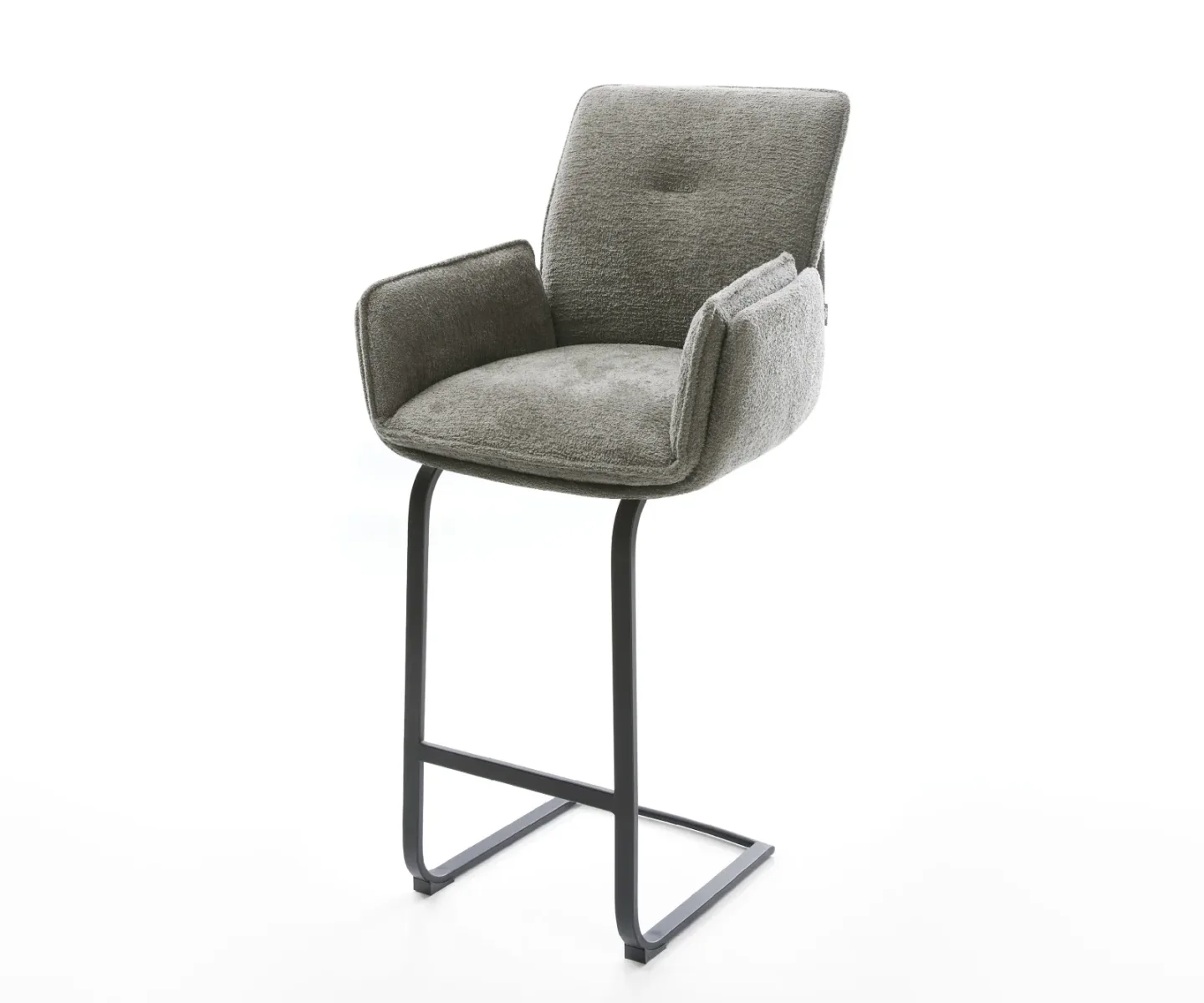 Barstuhl Nela-Flex Bouclé Soft Schlamm Freischwinger Flach Metall Schwarz