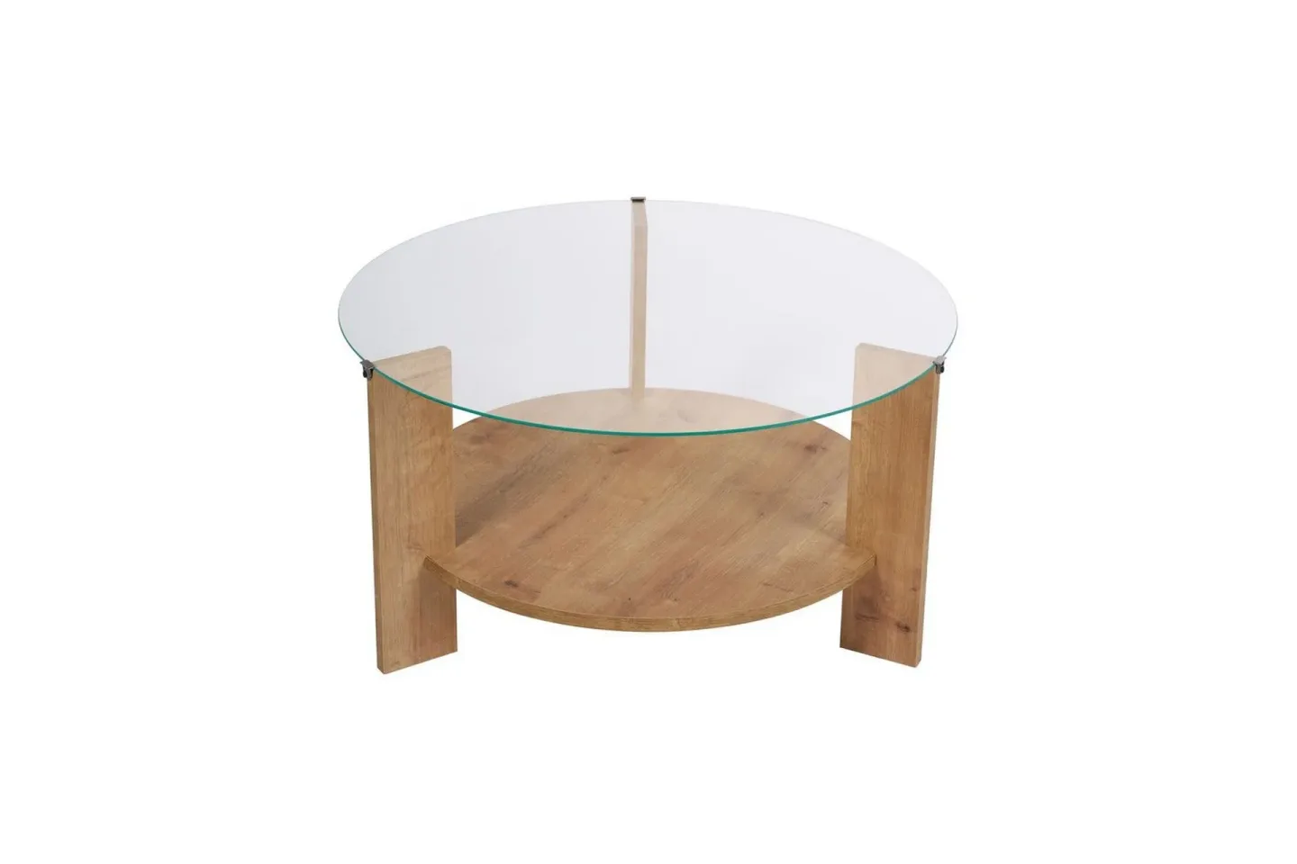 Soffbord Clara 75 cm med Glasskiva - Safir Ek / Transparent