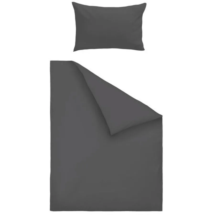 Flair Bettwäschegarnitur Lilou anthrazit Baumwolle/Leinen 160 x 210 100 x 65 cm