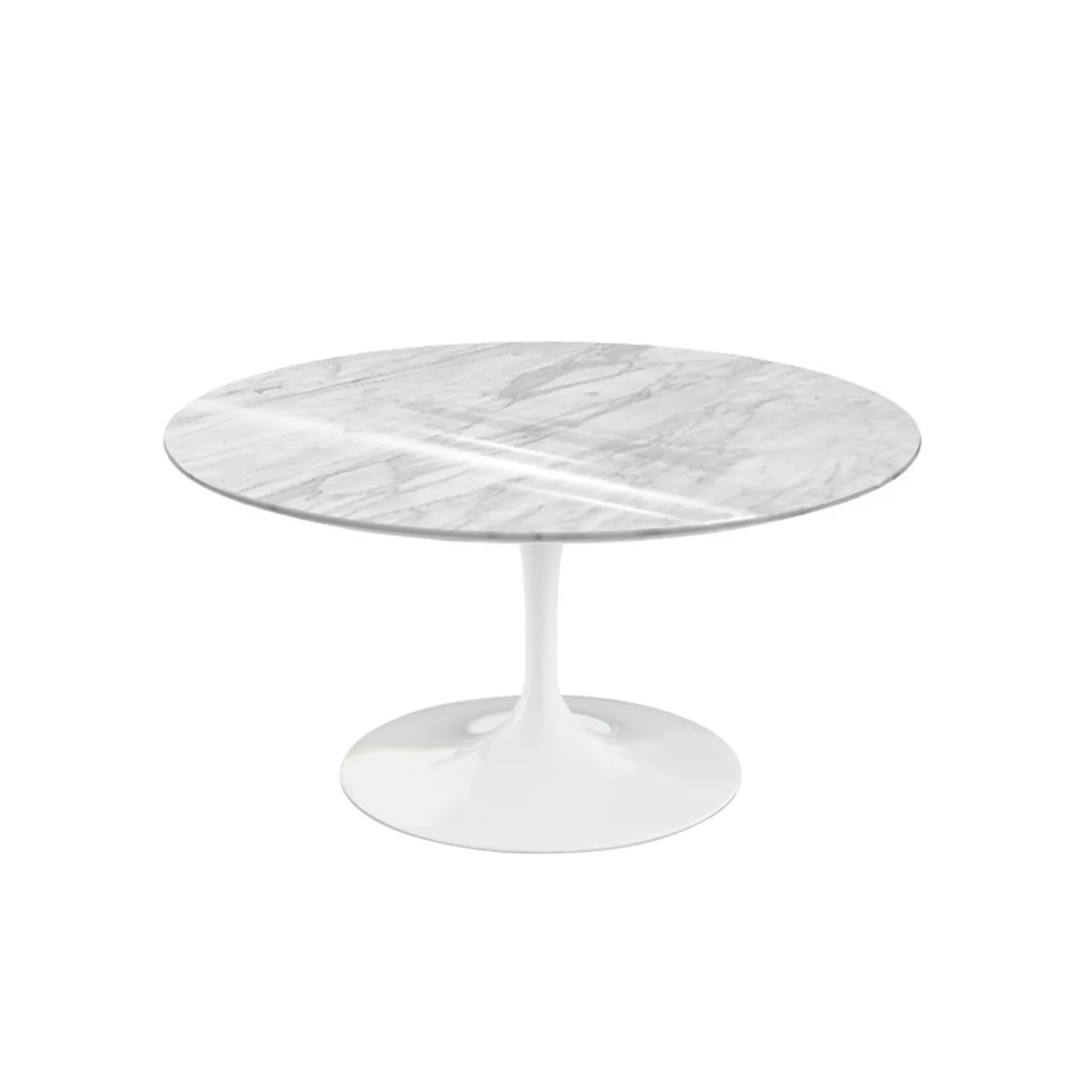 Knoll - Saarinen Round Table - Soffbord, Vitt underrede, skiva i matt Statuarietto marmor, H: 38, Ø 91 - Soffbord - Eero Saarinen - Vit - Metall/Sten