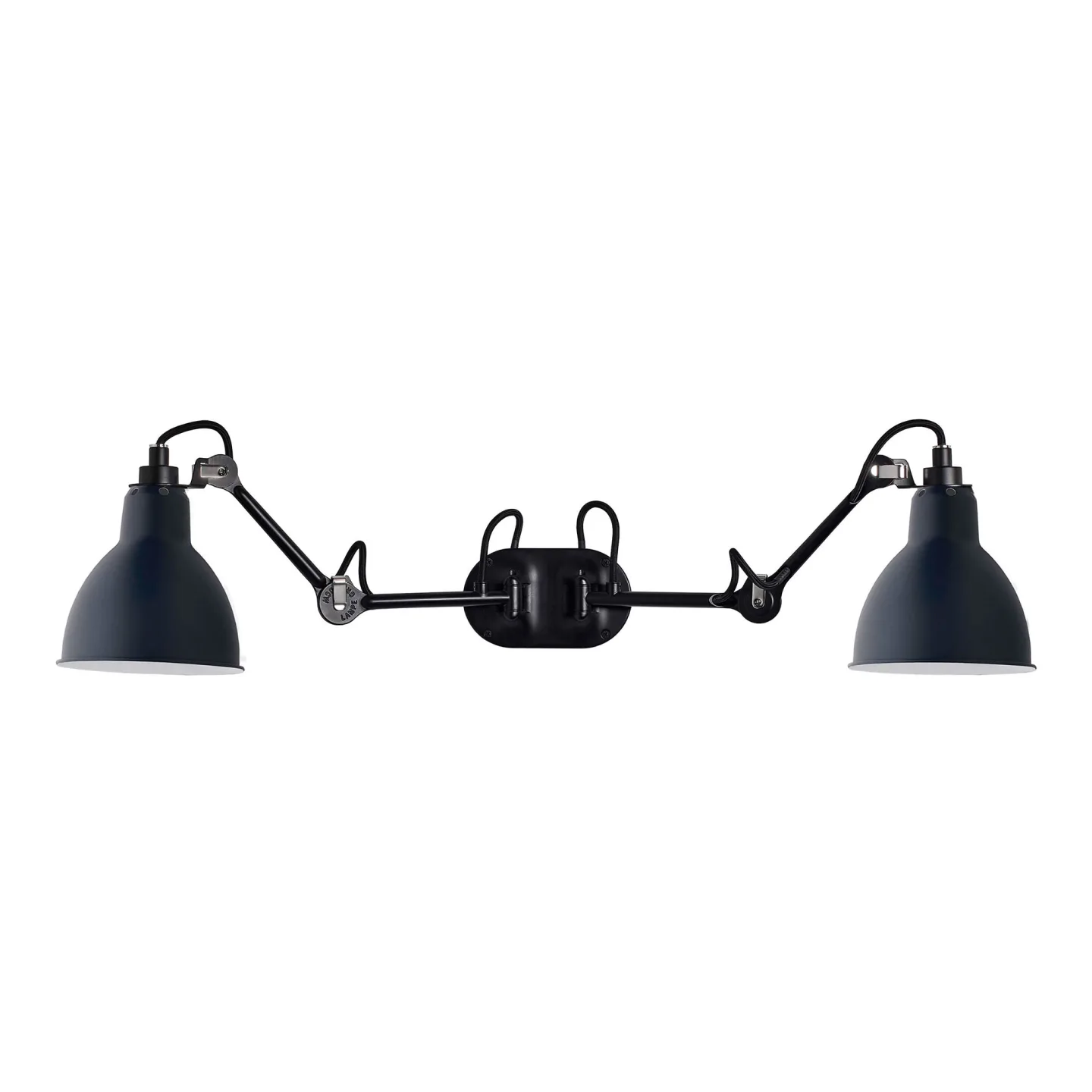 DCWéditions - Lampe Gras 204 Round Double, Black/Blue - Sänglampor - Bernard-Albin Gras - Blå - Metall