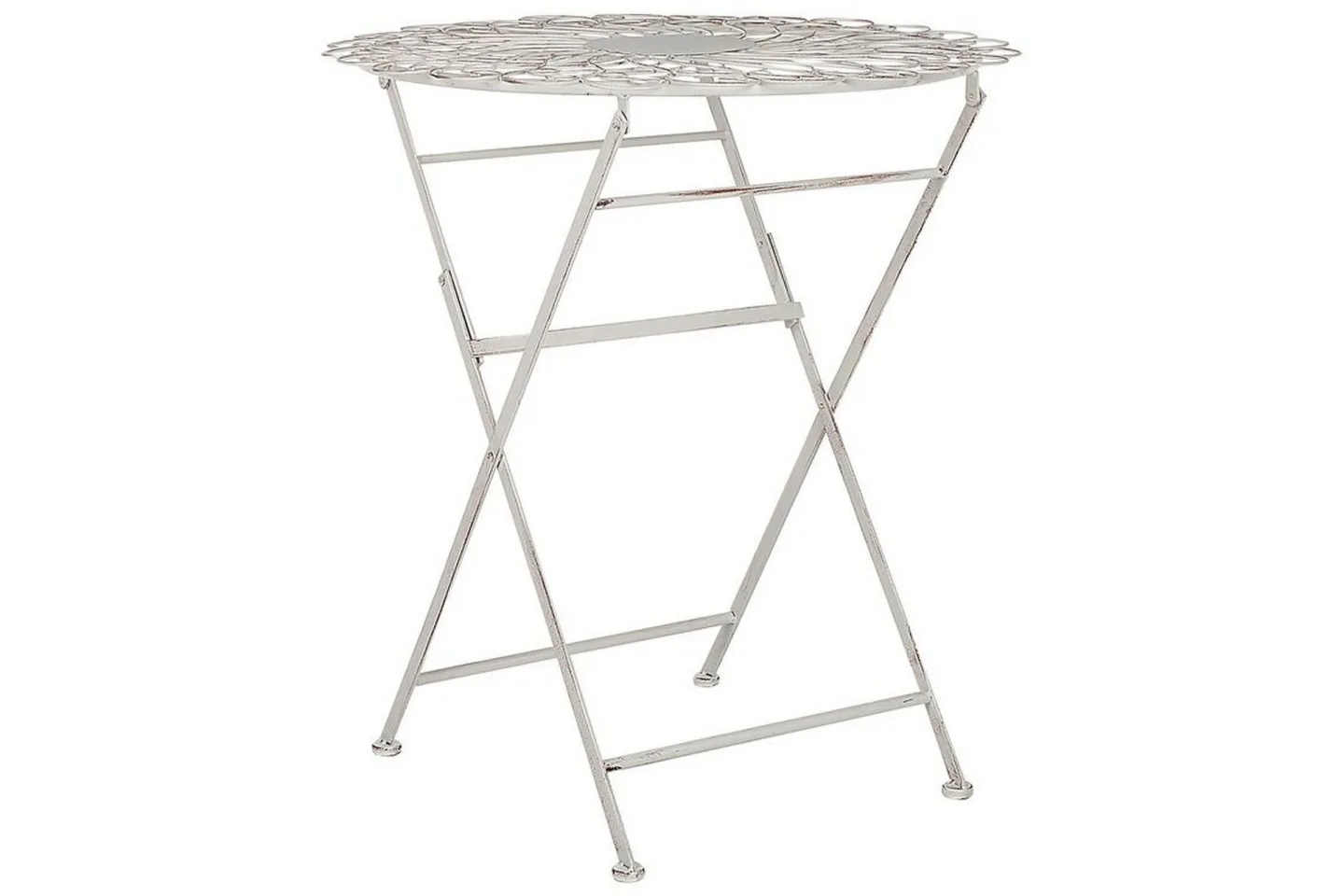 Alanya Runt Hopfällbart Cafébord och Bistrobord Utomhus 70 cm Metall - Vit