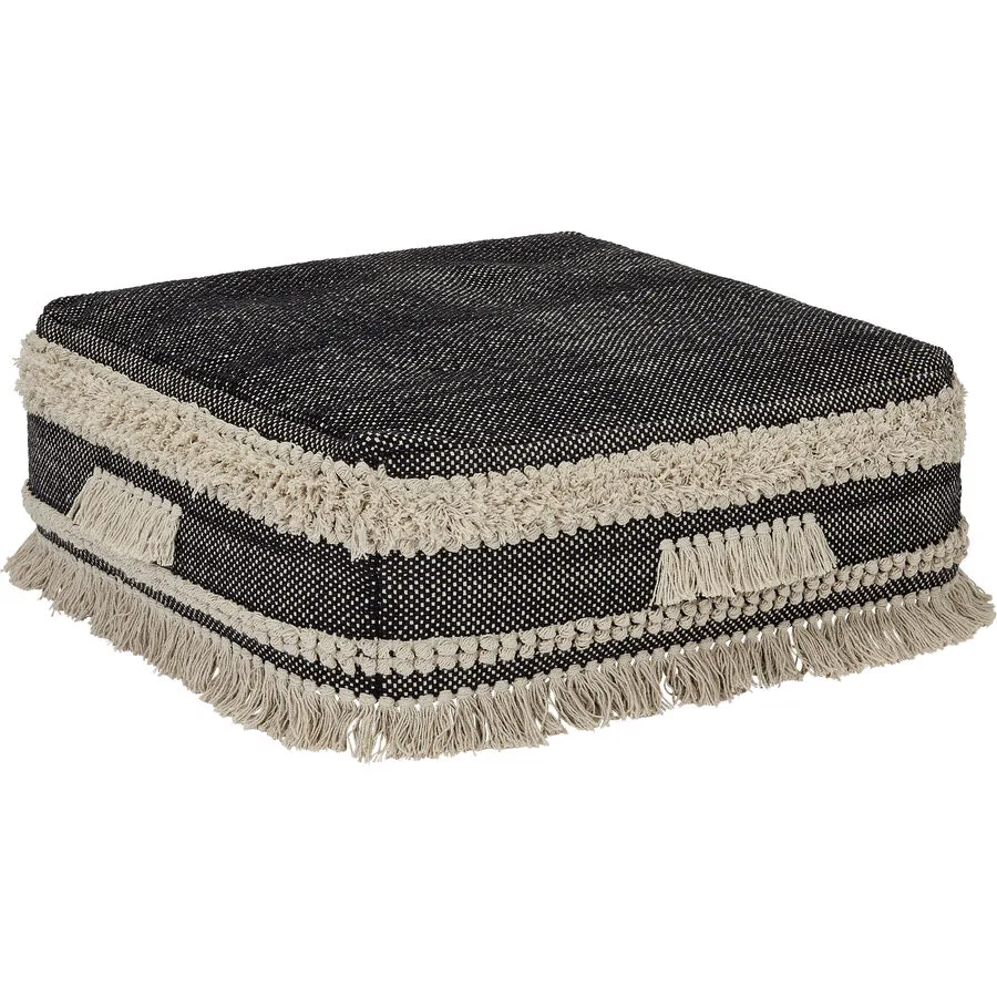 Hocker Djamilia Dunkelgrau, Natur Baumwolle B 60 H 25 cm
