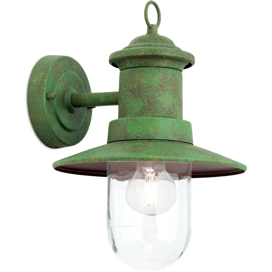 Wandlampe aussen Leonie Grün Stahl/Glas 22 cm 32 cm - Material: Glas/Stahl