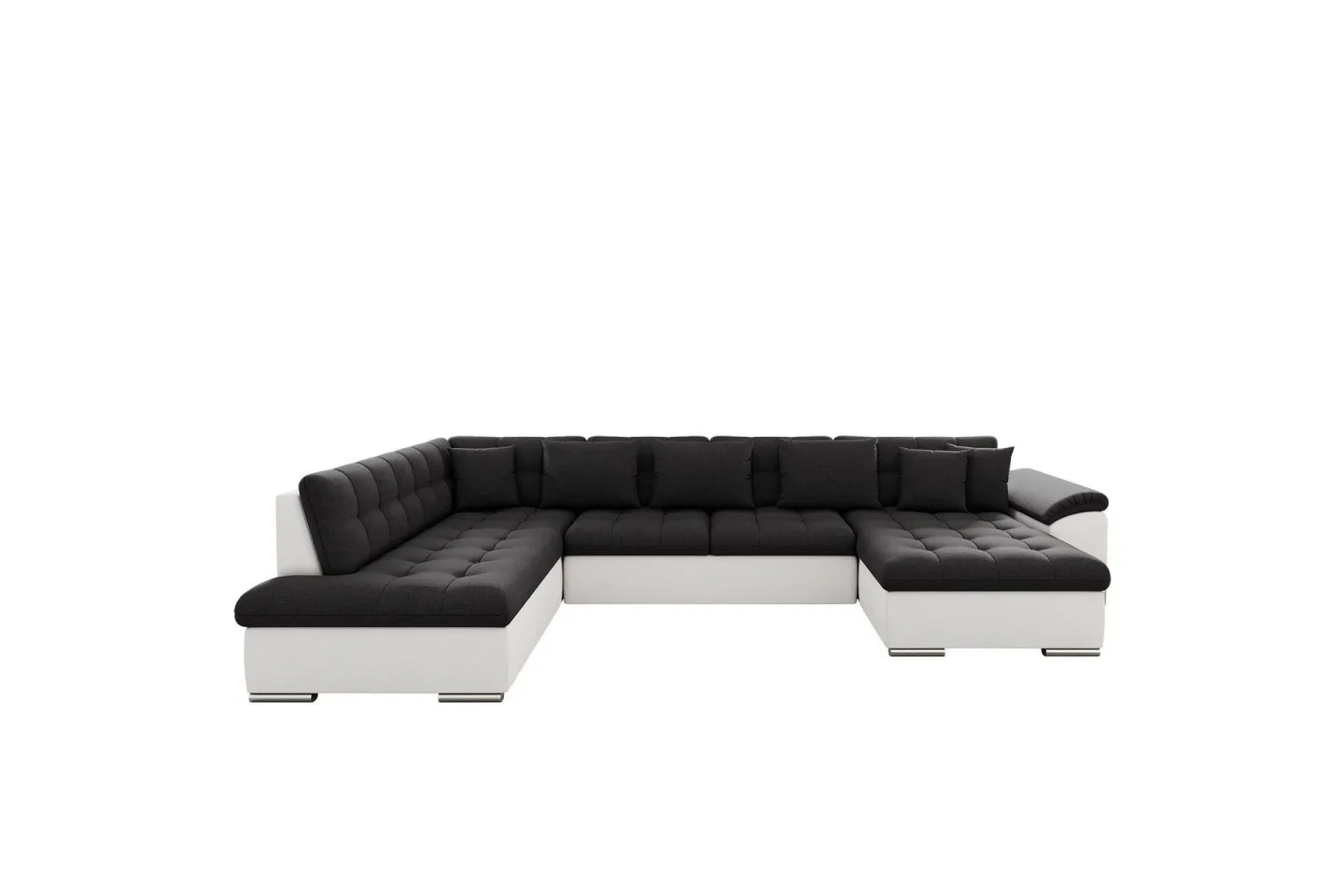 Dynir Soffa med Divan och Schäslong 4-sits - Vit/Svart