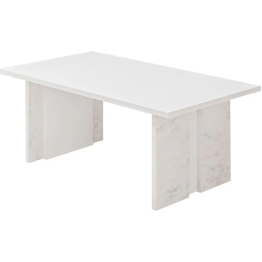 Salontisch Georis Weiß, Marmor 100% Melaminbeschichtete Kiefer B 90 T 50 cm