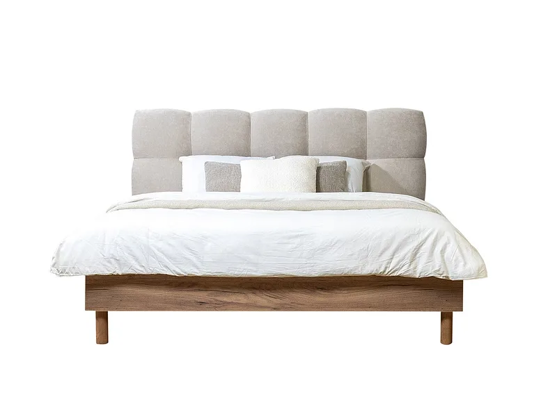 Bett BOBOCHIC KUMO 160x200cm stoff mit textur hellgrau