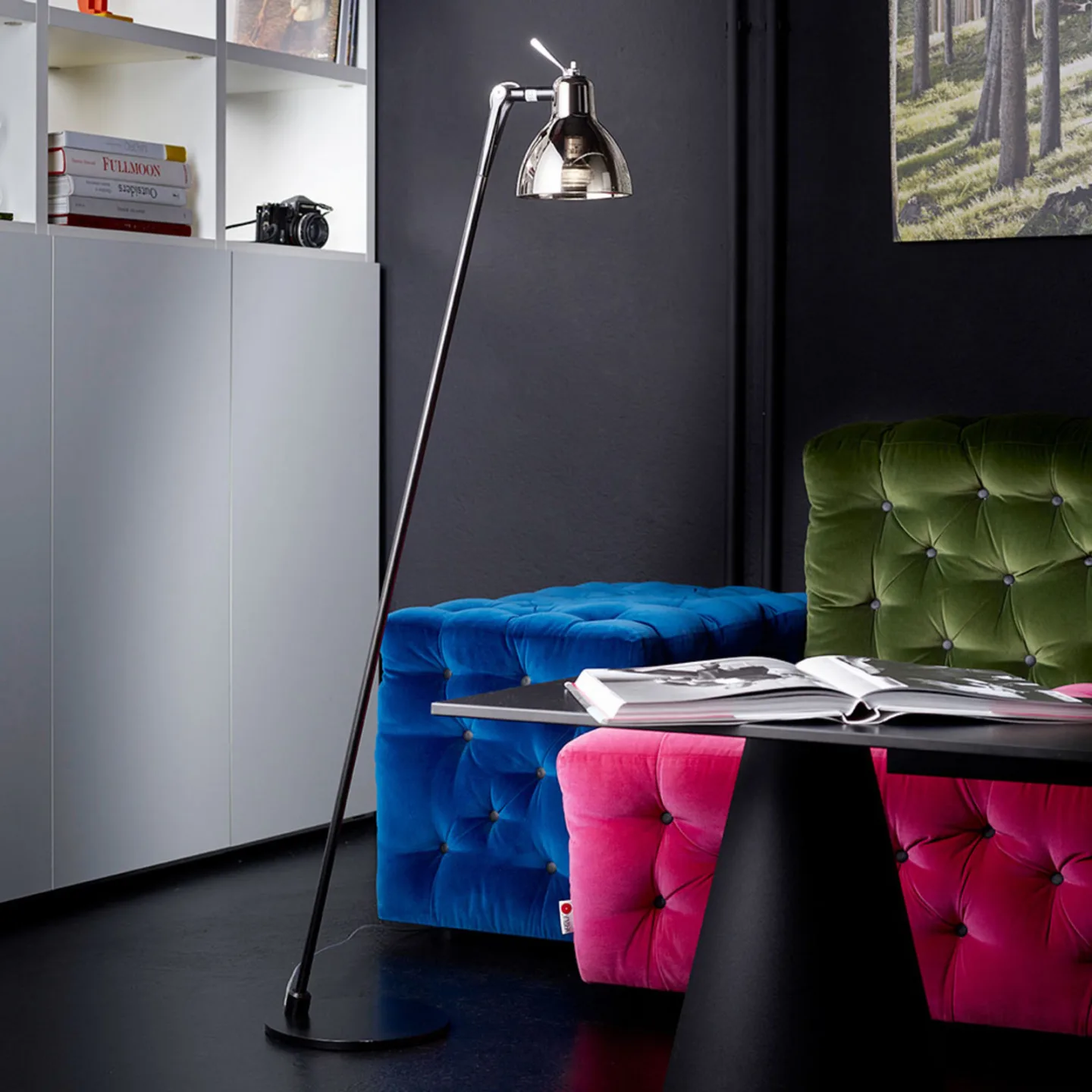 Luxy Glam F0 Stehleuchte, schwarz/rauch, klar - Rotaliana Luxy F0 Glam - Wohnzimmer - Design - Metall - Einflammig