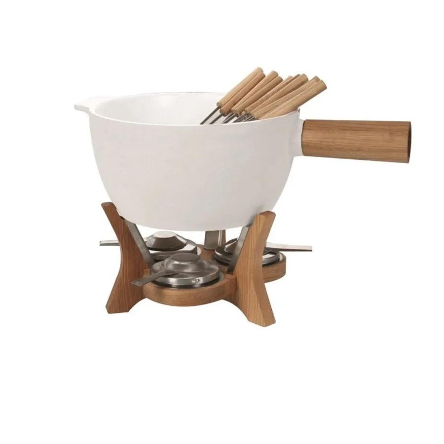 Fondue-Set Mr. Big natur/weiss Edelstahl/holz 6.5 l