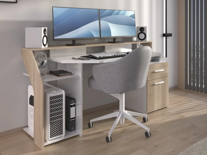 Drømmerom - Sylver Gaming Desk 178 cm – Japansk eik / Hvit høyglans