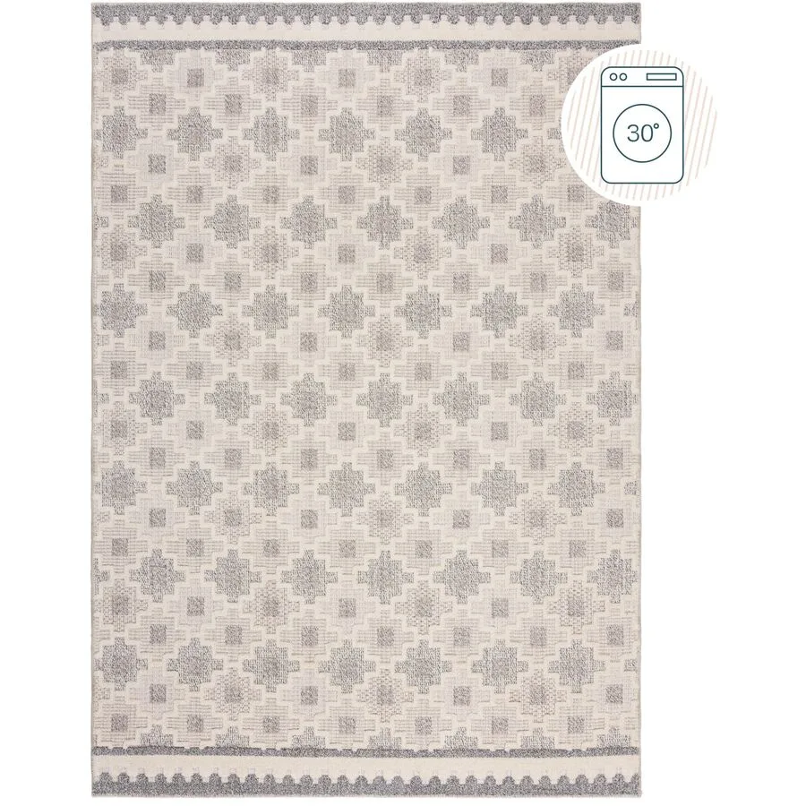 Teppich Flurx natur Blumenmuster Mischgewebe 78 x 150 cm