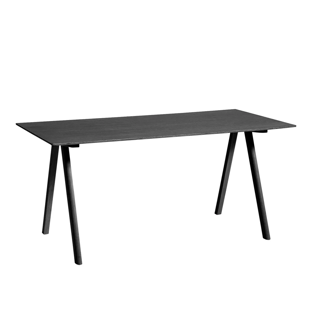 HAY - CPH10 2.0 Desk Black Lacquered Oak Frame L160 X W80 X H74 Black Lacquered Oak Vener Top Black Lacquered Edge - Skrivbord - Ronan & Erwan Bouroullec - Svart - Trä