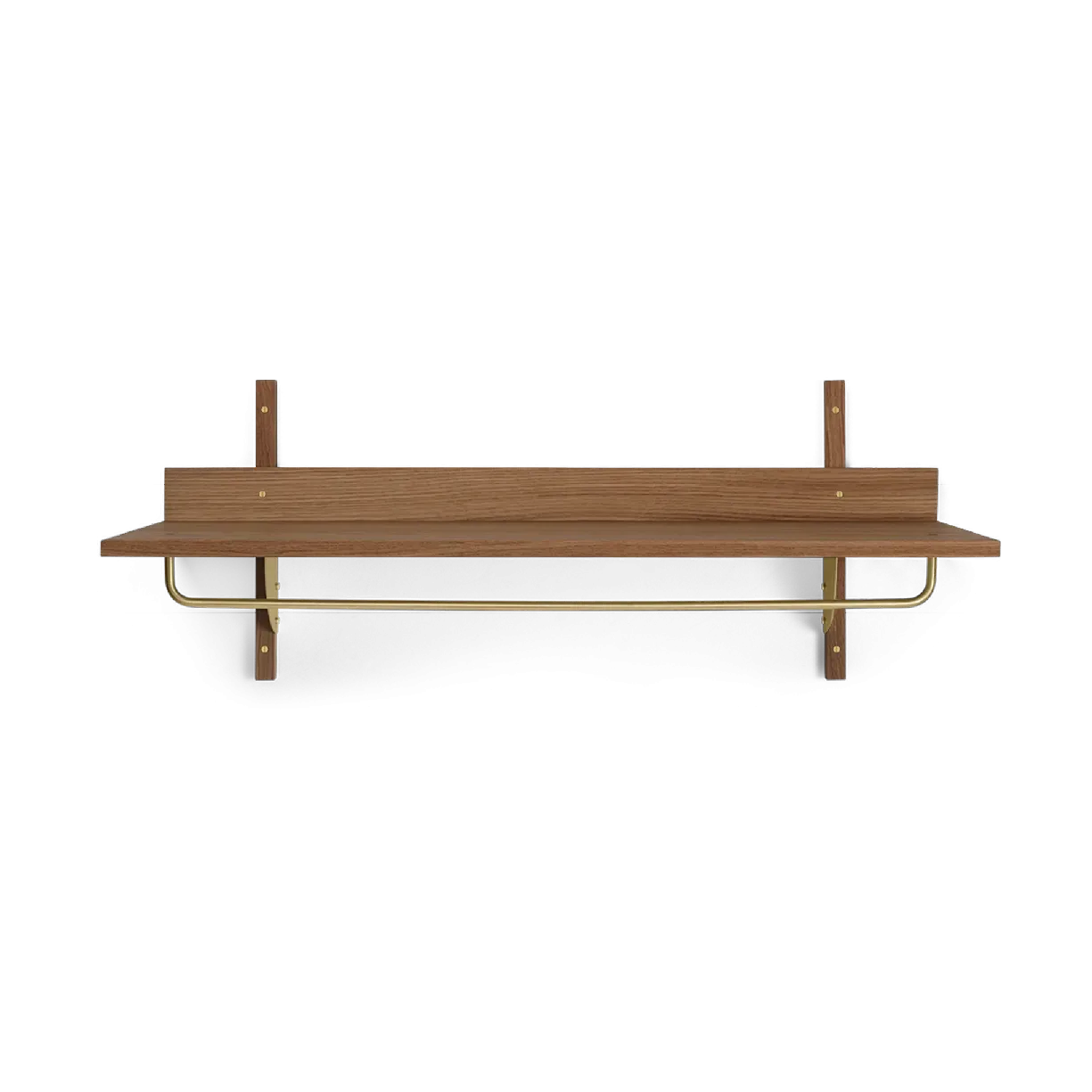 Ferm Living Sector hylla med stång 37x87 cm Smoked Oak, brass
