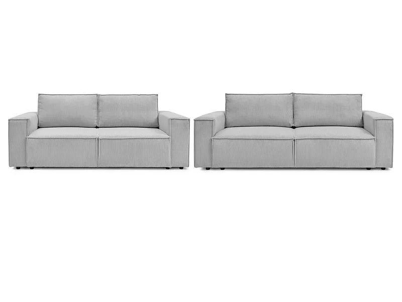 BOBOCHIC 2er + 3er Sofa NIHAD Cord-Stoff hellgrau