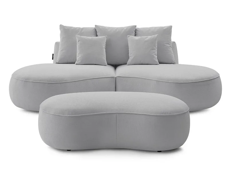 3er Sofa mit Hocker BOBOCHIC SAINT-GERMAIN Stoff mit Textur hellgrau