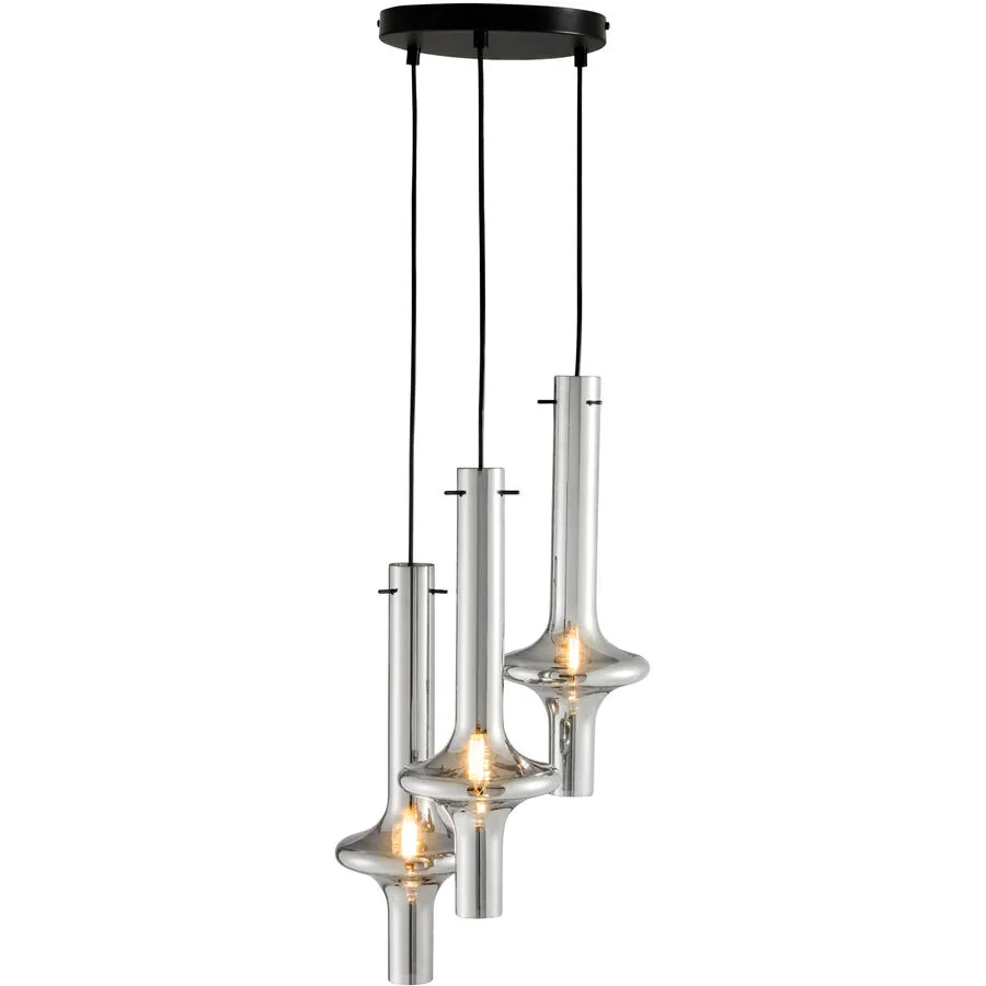 Pendellampe Aurelia Glas/Metall rauchgrau 3xE14 - Material: Metall/Glas