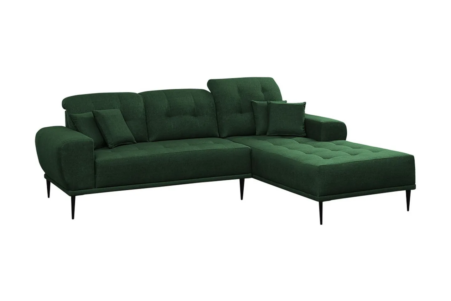 Rapale 3-sits Soffa med Divan Höger med Kuddar - Grön