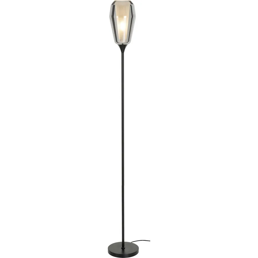 Stehlampe Marla Schwarz/Grau Glas/Metall 25 cm 152 cm - Farbe: Schwarz, Grau - Material: Metall/Glas