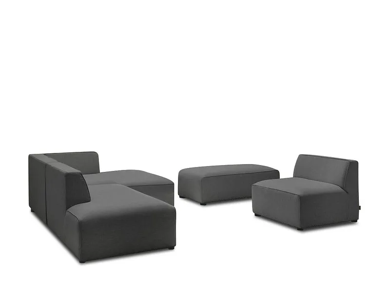 Ecksofa mit Hocker BOBOCHIC MEGEVE Stoff chiniert dunkelgrau