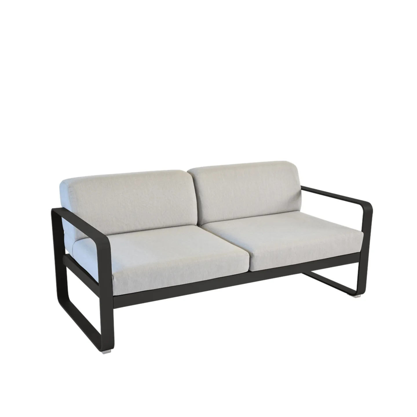 Fermob - Bellevie 2 Seater Sofa Flannel Grey Cushions, Liquorice - Soffor utomhus - Pagnon & Pelhaître