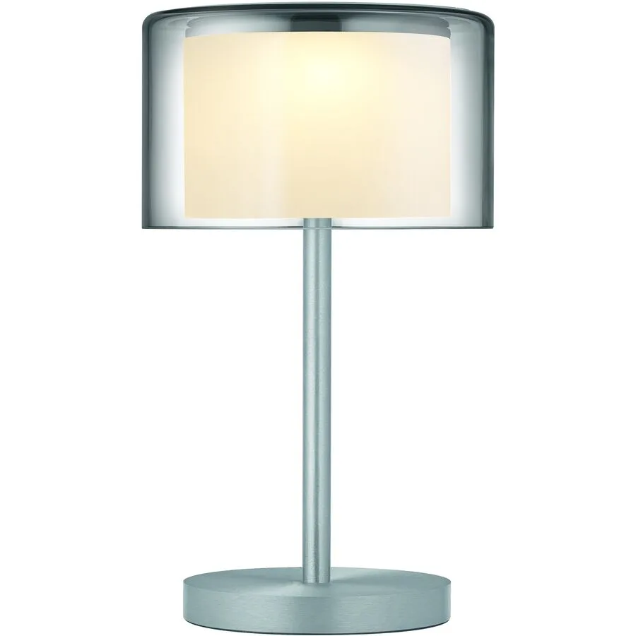 Designer-Tischlampe Bankamp Grand Smoke Akku aluminium matt dimmbar D 20 cm H 34 cm - Farbe: Silber, Weiss, Transparent - LED - Lichtfarbe: Extra