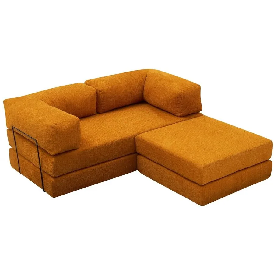 Bettsofa Foldbar Orange Fabric: 100% CHENILLE B 190 T 95 cm