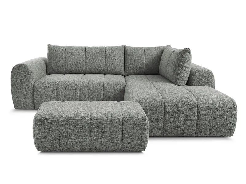 Ecksofa mit Hocker BOBOCHIC NESTY Stoff chiniert dunkelgrau