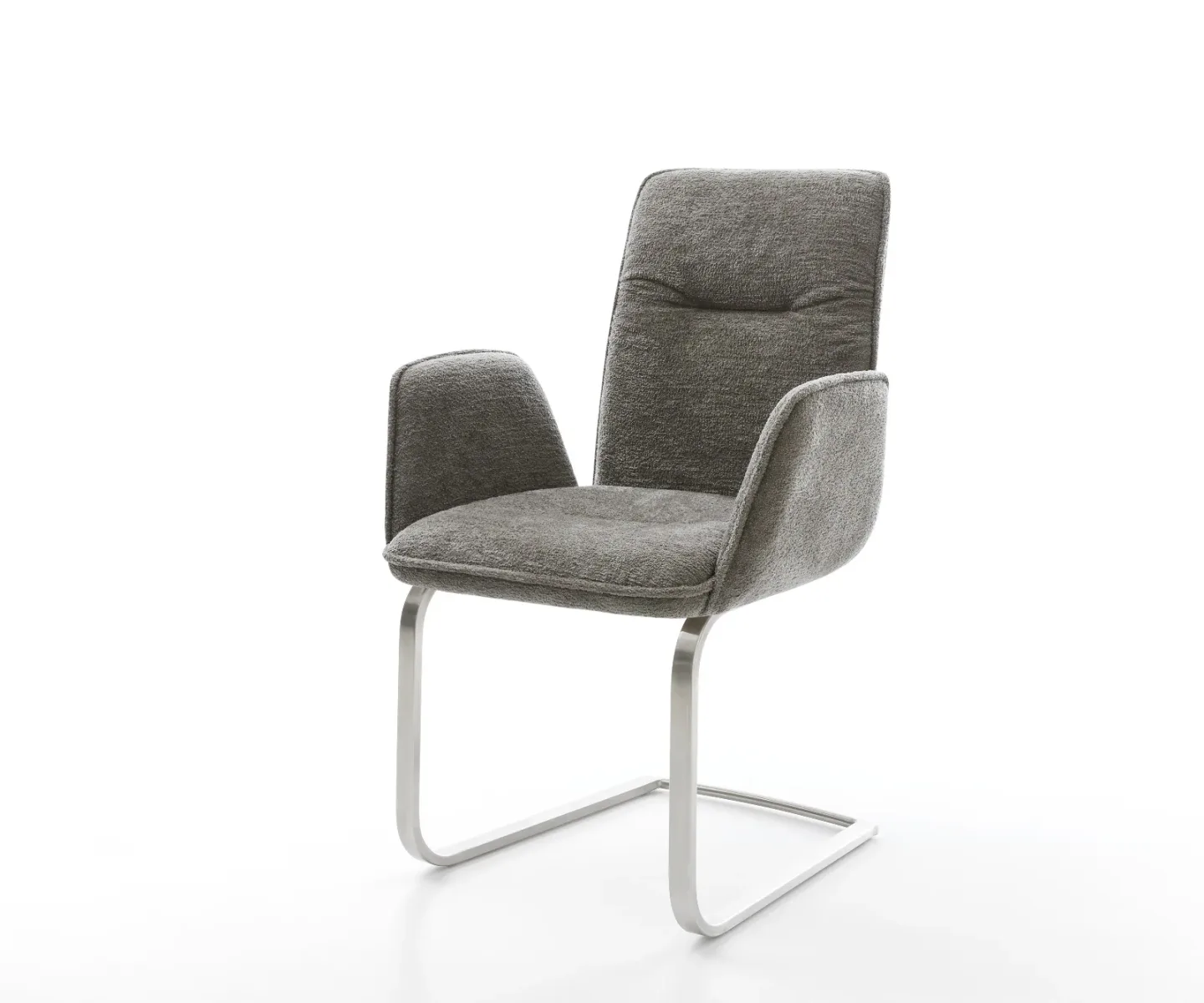Freischwinger Vinja-Flex Bouclé Soft Schlamm Freischwinger flach Edelstahl